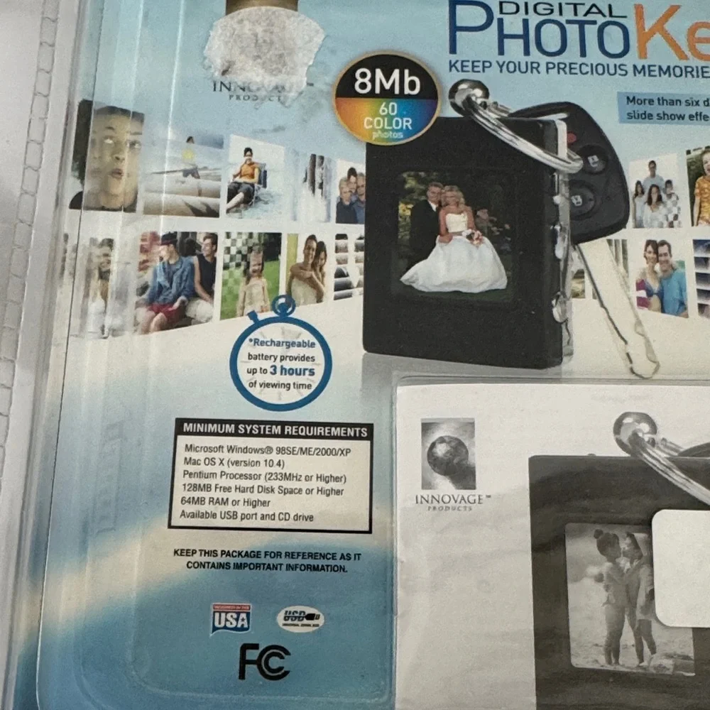Black Digital Photo Keychain. New.